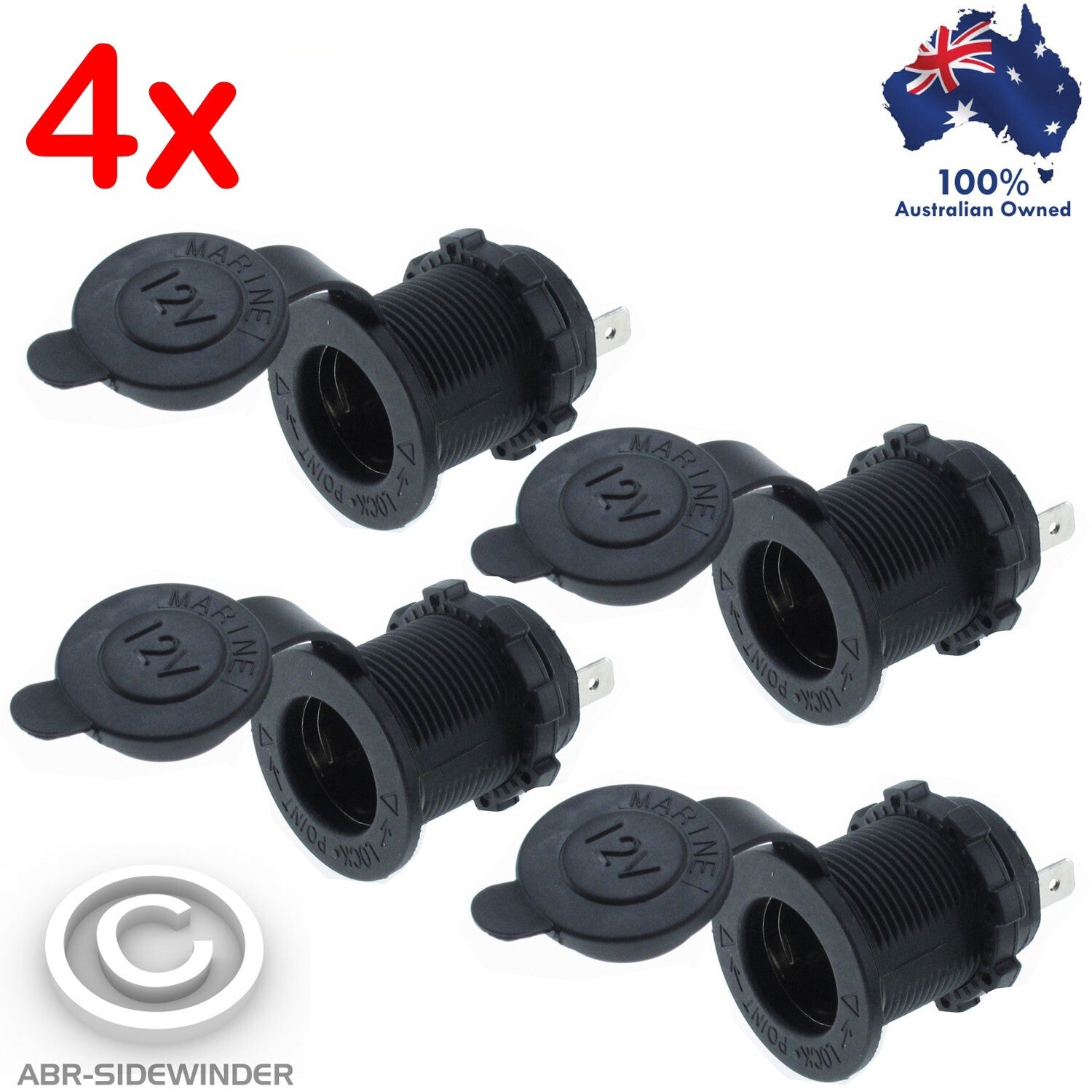 12v Cigarette Power Socket Flush Square Mount for Car 4x4 Camper Caravan Boat 4x